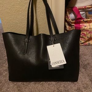 Consuela Black leather East West tote NWT